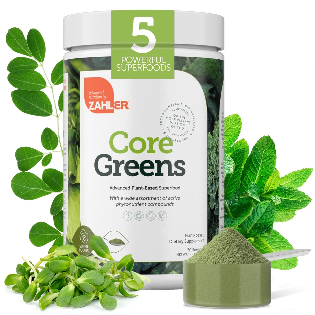 Zahler Core Greens Powder Nutrition Supplements - Superfood Powder - Super Green Juice & Smoothie Mix - Phytonutrient Rich mit Spirulina, Chlorophyll &amp; More - Kosher Superfood