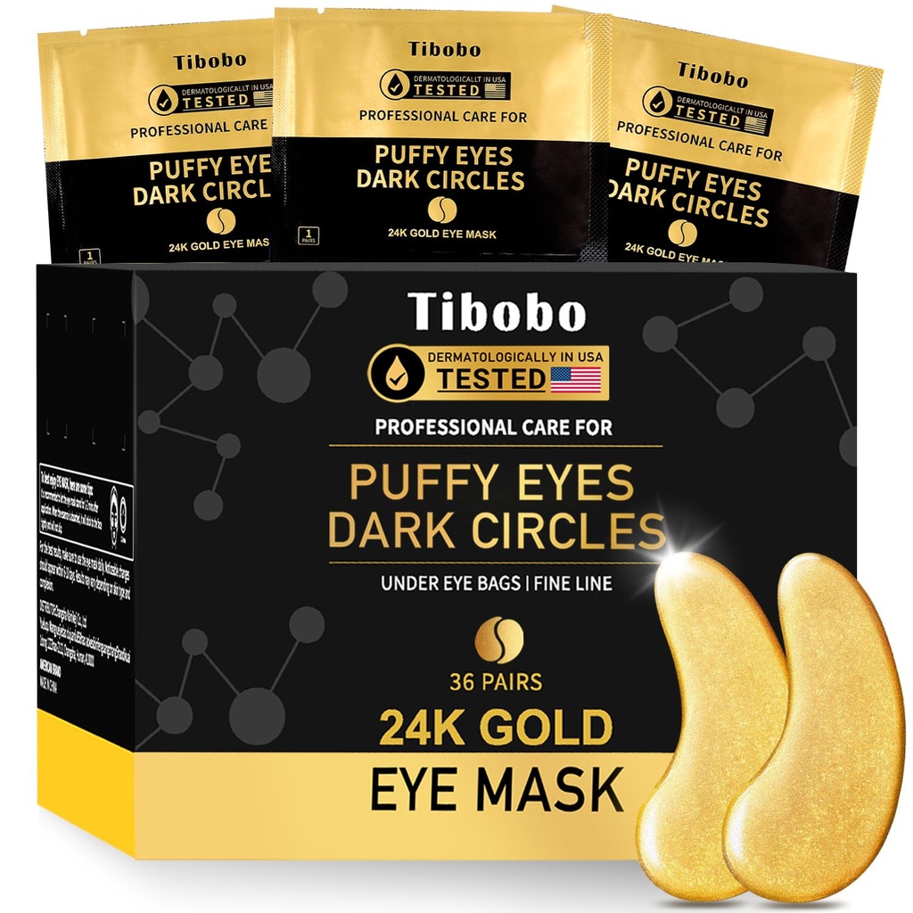 Unter Eye Patches (36 Paare) - 24K Gold Augenmasken angereichert mit abundantem Kollagen für dunkle Kreise, Puffy Eyes, Falten - Geschenke für Damen Hautpflege - Vegan & USA Getestet