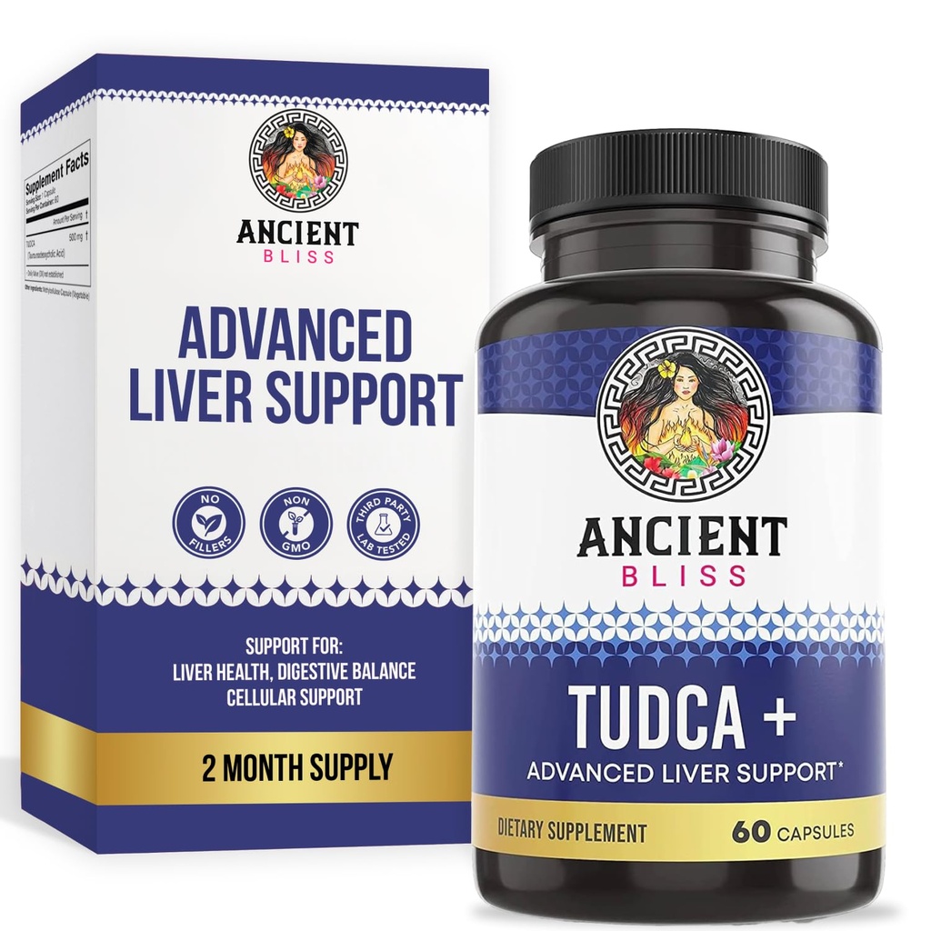 Tudca 500 mg, 60 kapszula (Tauroursodeoxycholic Acid) - Bile Salts májpótló kiegészítés, természetes keserű ízlés- Vegan Friendly, Nem GMO, Gluten Free Capsules by Ancient Bliss