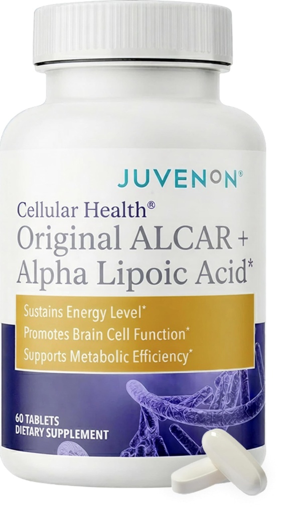 Juvenon Cellular Health | Heart, Brain Supplement mit Acetyl L-Carnitin und Biotin - Unterstützt NAD+ Funktion, Energieproduktion, Stimmung, Revitalized Metabolism, Mental Focus & Clarity (60 Tabletten)