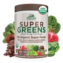 Country Farms Organic Super Greens Chocolate Flavor, 50 Bio Super Foods, USDA Organic Drink Mix, verpackt mit Faser, Früchte, Gemüse, Pilze & Probiotika, Unterstützt Energie, 7g Fiber