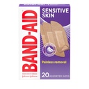 Band-Aid Brand Adhesive Bandagen für empfindliche Haut, Allergische Erste Hilfe Bandagen mit schmerzloser Entfernung, Aufenthalt auf Wann Nass & Geeignet für Eczema Prone Skin, Steril, sortiert, 20 ct