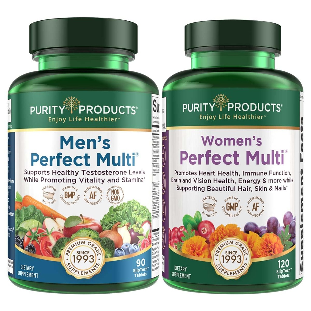 Purity Products Bundle - Men's Perfect Multi + Women's Perfect Multi - Men - Supports Healthy Vitality, Energy + More - Women - Supports Urinary Tract Health, Immunity, Hair Skin Nails + More