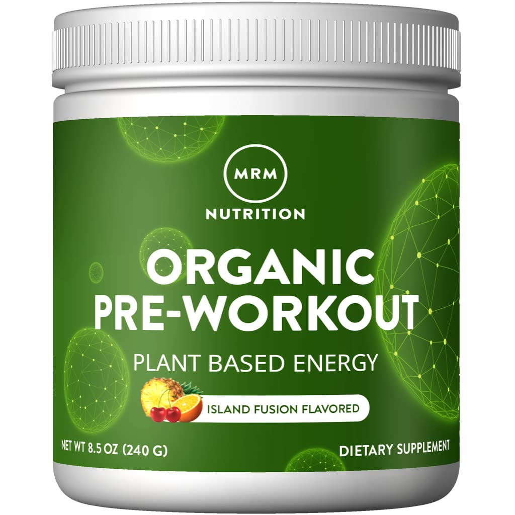 MRM Nutrition Organic Pre-Workout Powder | Island Fusion Flavored | Superfoods + 150mg Natürliches Koffein + Adaptogene | Clean Energy + Focus| Gesunder Blutfluss | Vegan + Non-GMO | 20 Servierungen