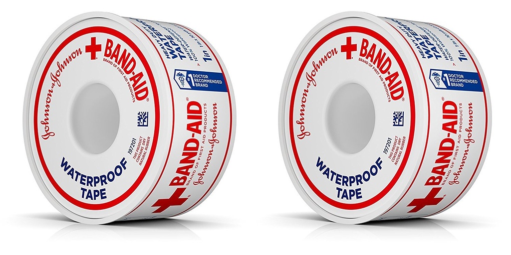 Band-Aid Brand of First Aid Products 100% Waterproof Self-Adhesive Medical Tape Roll to Secure Bandages, Durable First Aid Wound Care Bandaging Tape, 1 Inch by 10 Yards (Pack of 2)