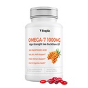 Vitapia Omega 7 Sea Buckthorn Berry Oil 1000mg für Haare, Haut, Nägel, Herzgesundheit Unterstützung - 34% Palmitoleic Säure & Natürliche Omega 3 6 9 Fettsäuren Supplement - 120 Kapseln, Non-GMO, Gluten-frei