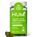 HUM Selleriesaftfasergummis für Erwachsene, Erste präbiotische Selleriesaftgummis, glutenfreie Faserergänzung unterstützt Entgiftung, Darmgesundheit, Grüne Gummis, Chlorophyll & präbiotische Faser, 60 Count