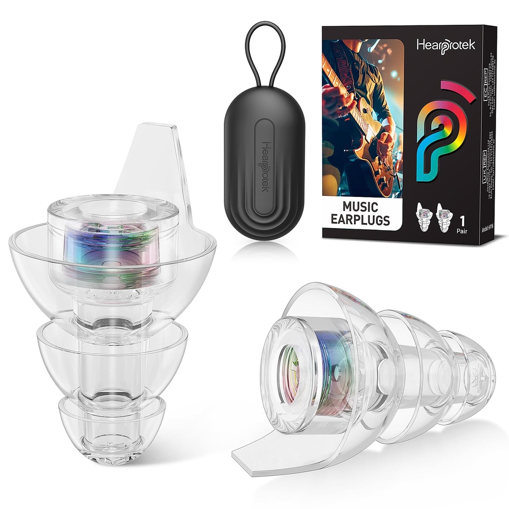 Hearprotek Hi-Fi Spirit Concert Ear Plugs, High Fidelity Silicone Music Earplugs for Concerts, Noise Reduction, Hearing Protection, Motorcycle, Musicians, Rave, Dj, Tinnitus Relief (Medium Size)