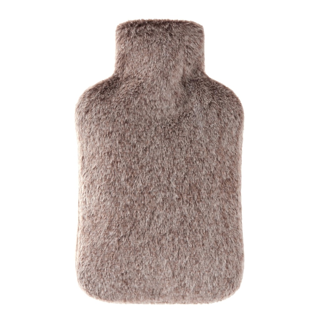 Hot Water Bottle with Luxury Cosy Faux Fur Cover, 2L Leakproof Hot Water Bag for Neck, Shoulder Pain Relief, Hot and Cold Therapies for Women,Men, Brown