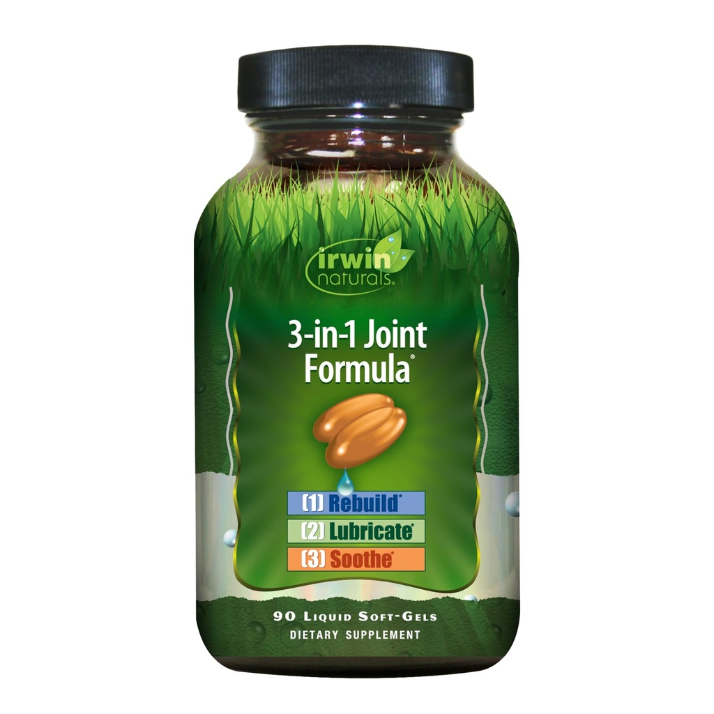 Irwin Naturals 3- in1 Joint Formula - Erőteljes közös támogatási kiegészítés Glucosamin, Chondroitin, Turmeric & Boswellia - 90 Liquid Softtels