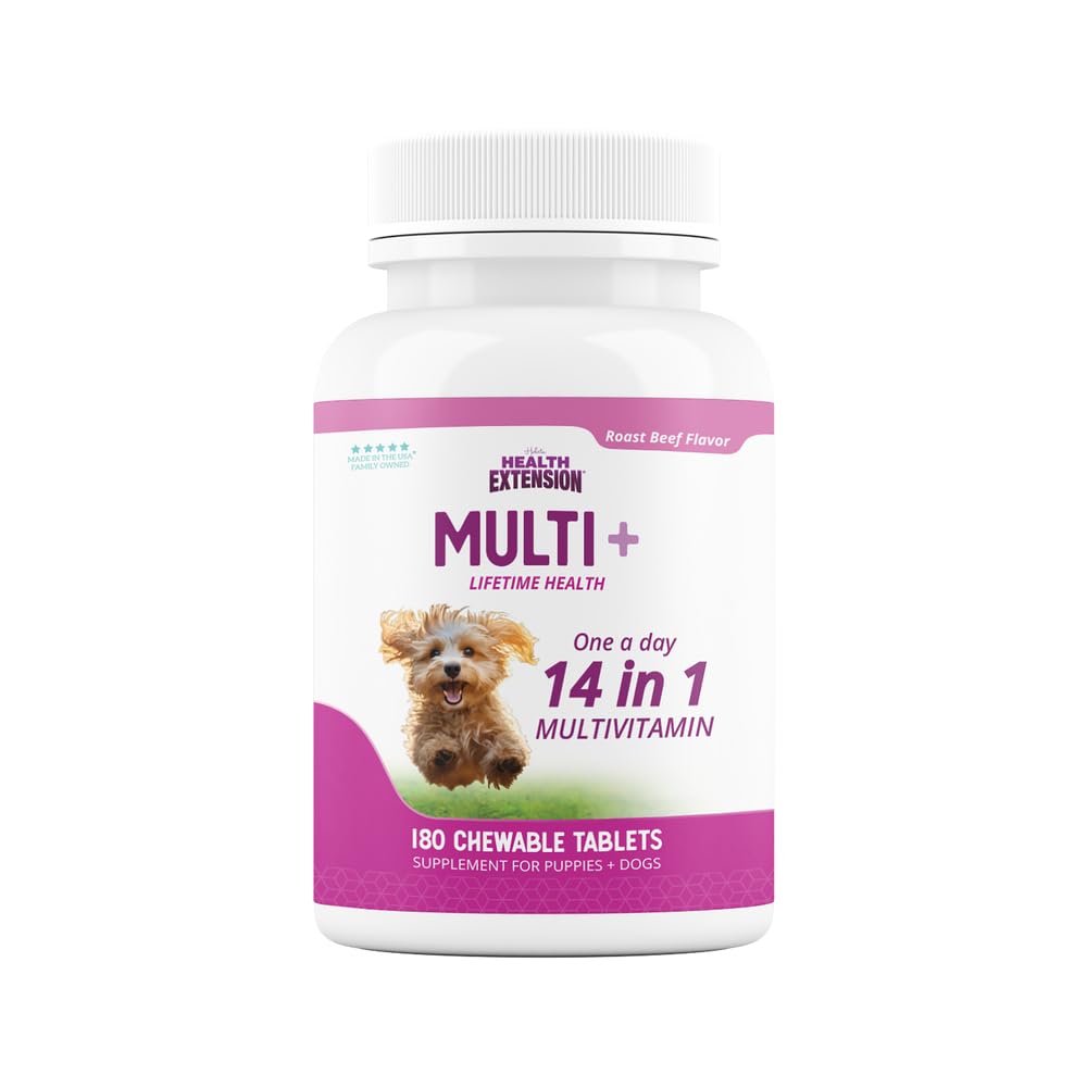 Egészségügyi kiterjesztés Élettartam Multivitamin és ásványi tabletták kutyák és kiskutyák, 180 tabletta - Immun, emésztés, közös támogatás, kabát és bőr egészség