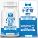 L-Methylfolat 15 MG, Optimiertes und hochbioaktives Methyl Folat, 5-MTHF-Ergänzung für Mood und Immununterstützung, natürliche Ernährungsergänzung für Energie, nicht-GMO & Glutenfrei, 90 Kapseln