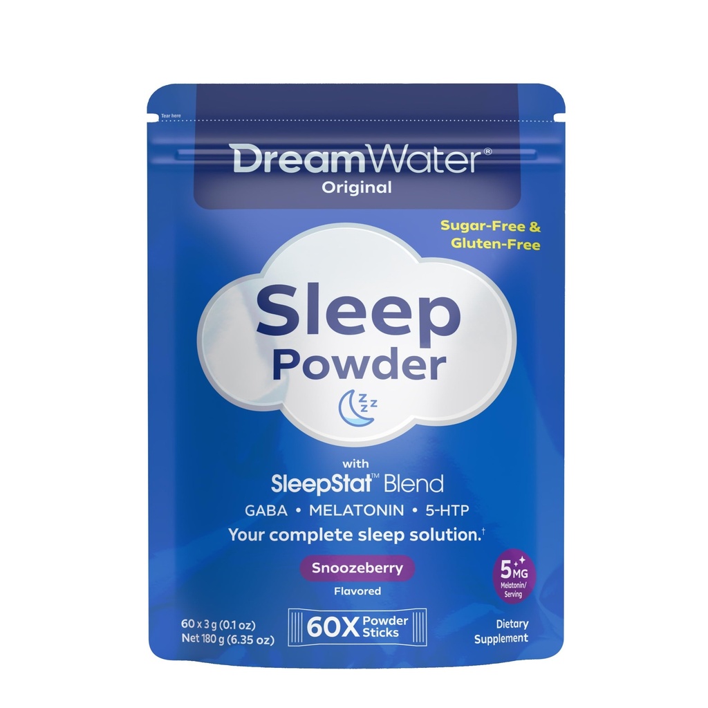 Dream Water Sleep Aid, Powder; GABA, MELATONIN, 5- HTP, Snoozeberry, 60 gróf