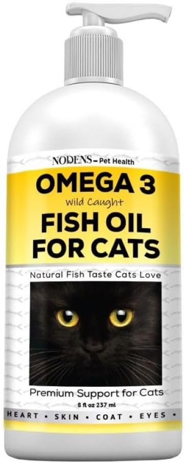 Nodens Natürliches Fischöl für Katzen Haut & Coat - 100% reines Omega 3 Fischöl für Dandruff & Hairballs - Katze Vitamine und Ergänzungen Fish Oil Liquid für Gelenkentzündung, Immununterstützung & Verdauung