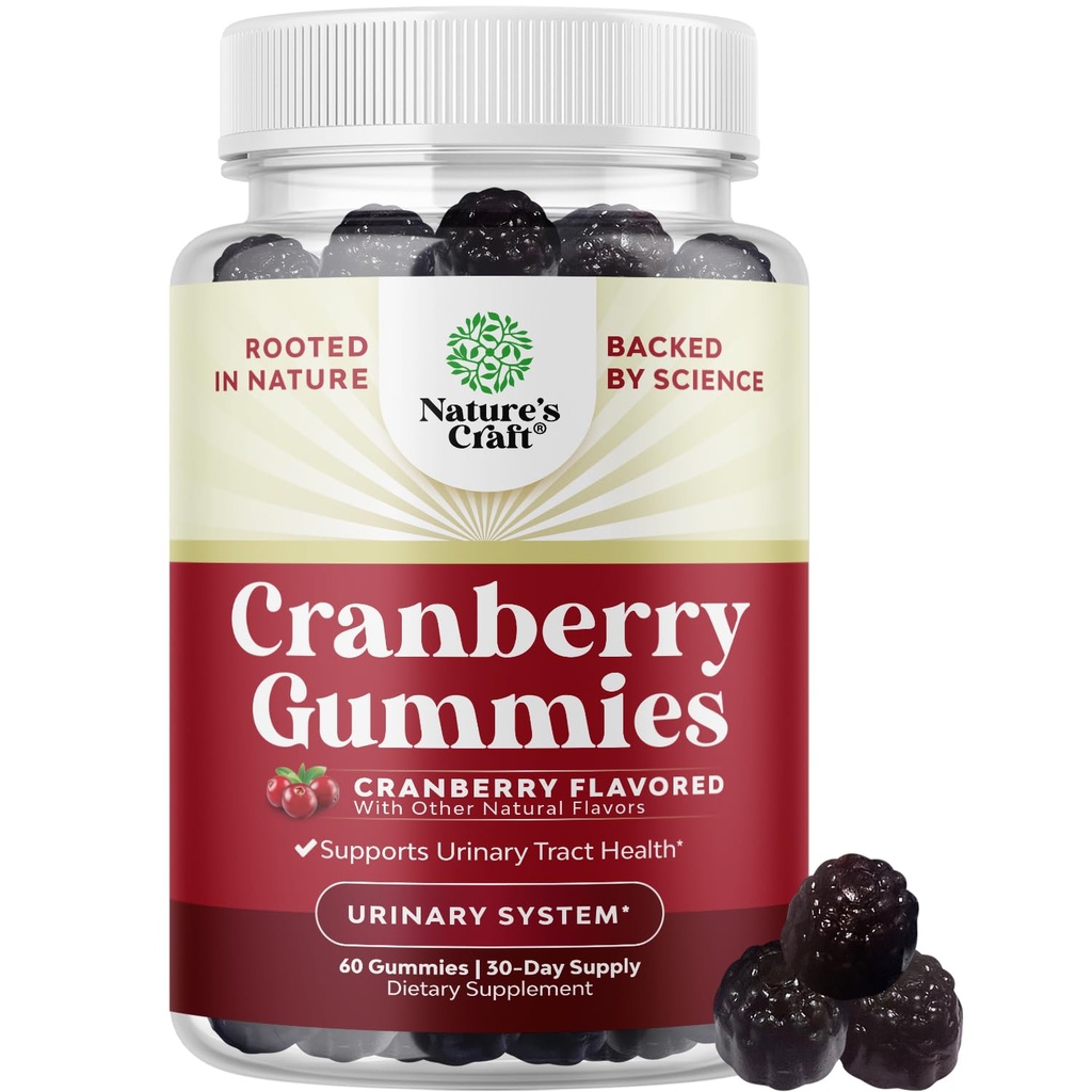 Natürliche Cranberry-Gummien für Damen und Herren - extra Stärke Delicious Antioxidant Cranberry-Chauen für Urinary Tract Health Kidney Support Bladder & Immune Health - Vegan Gluten & Gelatin Kostenlos