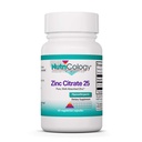 Nutricology Zink-Zitrat-Ergänzung - 25mg Zink für Männer & Frauen, Immununterstützung, Reine, gut absorbierte, gut tolerierte, Trace Mineral, Vegetarische Kapseln - 60 Zähler