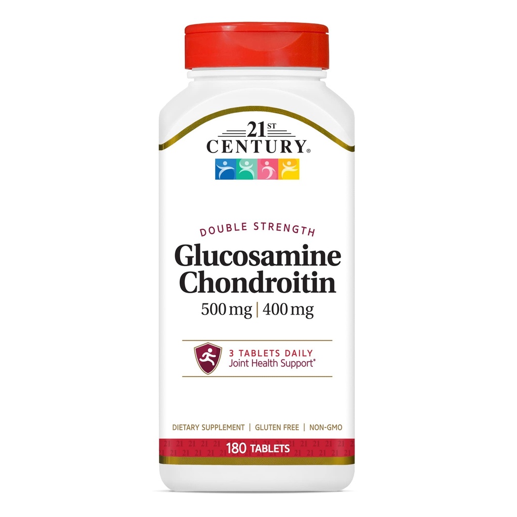 21.Century Glucosamine Chondroitin 500 / 400mg - Double Strength Tablets, 180 Count