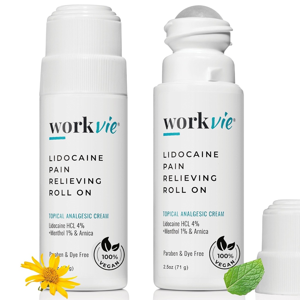 Lidokain Roll on Pain Relief Cream 2pk Maximális Erő - Arnica, Mentol, Aloe Vera - Soothing Relief for Muscles and Joints - Érzékeny Bőr Barátság