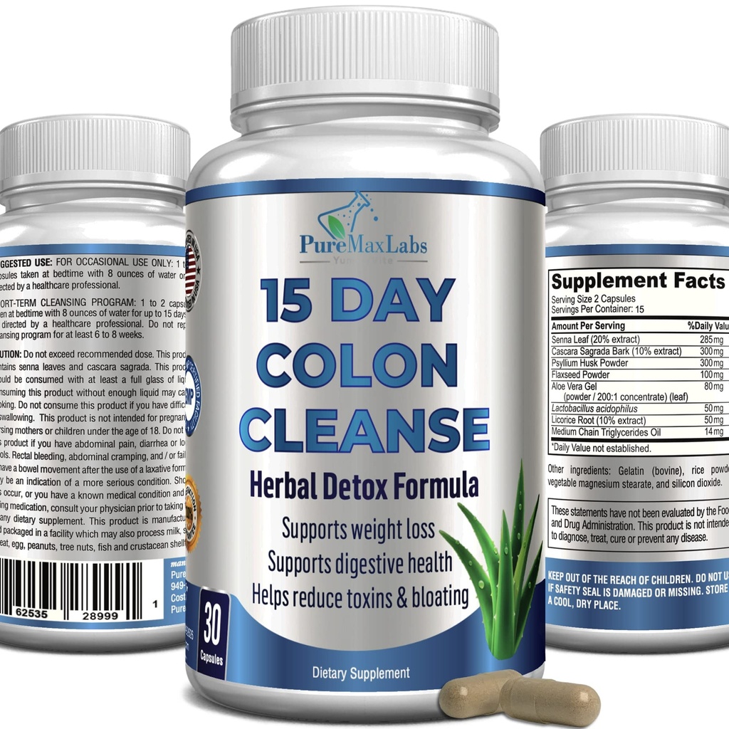 YUMMYVITE 15 Tage Colon Cleanse und Detox, Kräuter-Detox-Formel, unterstützt Weight Loss, Constipation Relief - Erhöht Energie. Flush Toxins, Natural Safe Colon Cleanser für Männer und Frauen - 30 Kapseln