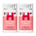 Habit Haar, Haut und Nägel Supplement 2 Pack (120 Kapseln) - New Look, unterstützt Haut Hydration, Haar- und Nagelfestigkeit, Biotin 2000mcg, Vitamin A & C, Hyaluronsäure, Rosehip, Vegan, Non-GMO