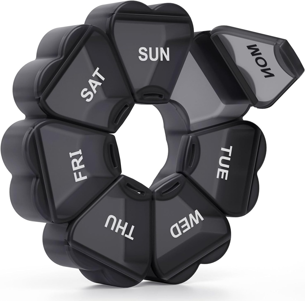 Große Wöchentliche Pille Organizer, Pille Box 7 Tage, KAPENS Tägliche Vitamin-Fall große Kapazität Komponenten, Pillenbehälter für Fischöl Medizin Ergänzungen, Schwarz