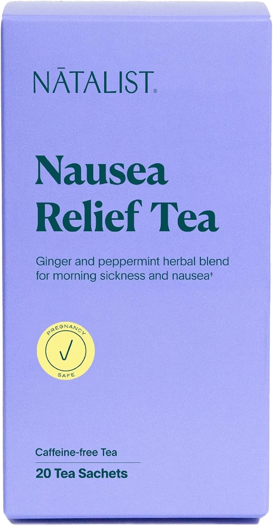 NATALIST Nausea Relief Tea Ease Terhesség Reggeli Betegség Nyugtató Plant- alapú komfort keverék nőknek - Emésztési Soothing Organic Ginger & Peppermint - Vegan, Gluten- Free, Cafeine- Free - 20 Bags