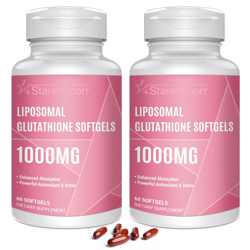 Liposomal Glutathione Softgels 1500MG, Reduced Glutathione Supplement with Vitamin C, Better Absorption, Non-GMO Powerful Antioxidant for Healthy Aging, Detox, Immune Health,120 Softgels