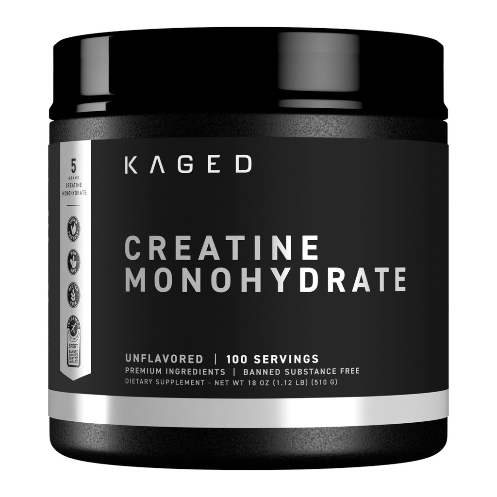 Kaged Creatine Monohydrate Mikronisiertes Pulver | Unflavored | Muskelaufbau & Erholung | 5000 mg pro Servieren | Vegan, Glutenfrei, leicht digestible | Ergänzungen für Männer & Frauen | 100 Servierungen