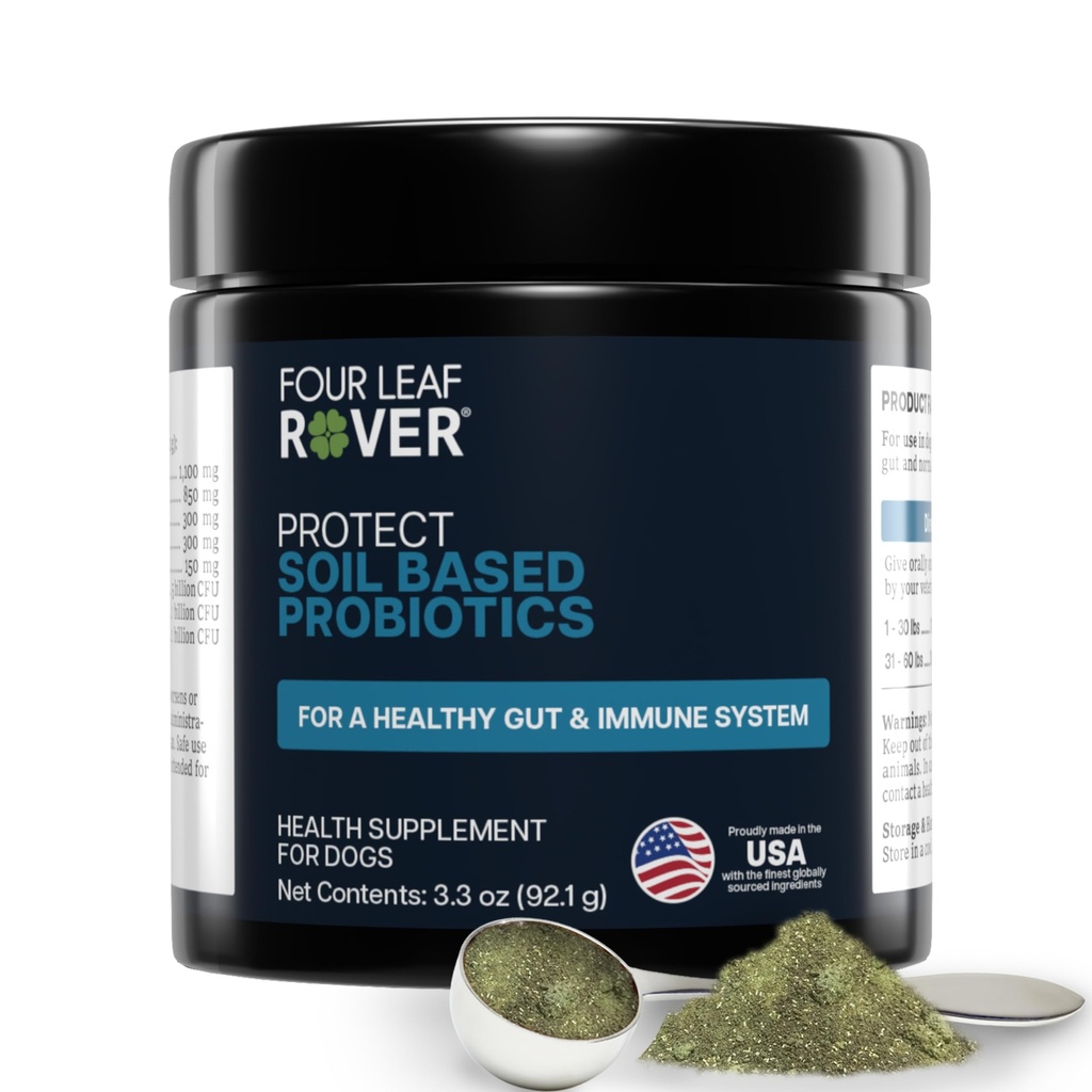 Vier Blatt Rover Protect - Probiotika für Hunde - Veterinär formuliert - mit natürlichen Präbiotika und Antioxidantien - Detoxification & Gut Health - 30 Tage große Hundeversorgung