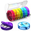 Weekly Pill Organizer 2 Times egy nap - Nagy kapacitás -Travel Pill Box 7 nap Airtight Lid Lock - Portable Pill Case for Purse - Ideális Vitaminok, kiegészítők, és halolaj pirula (Szivárvány)