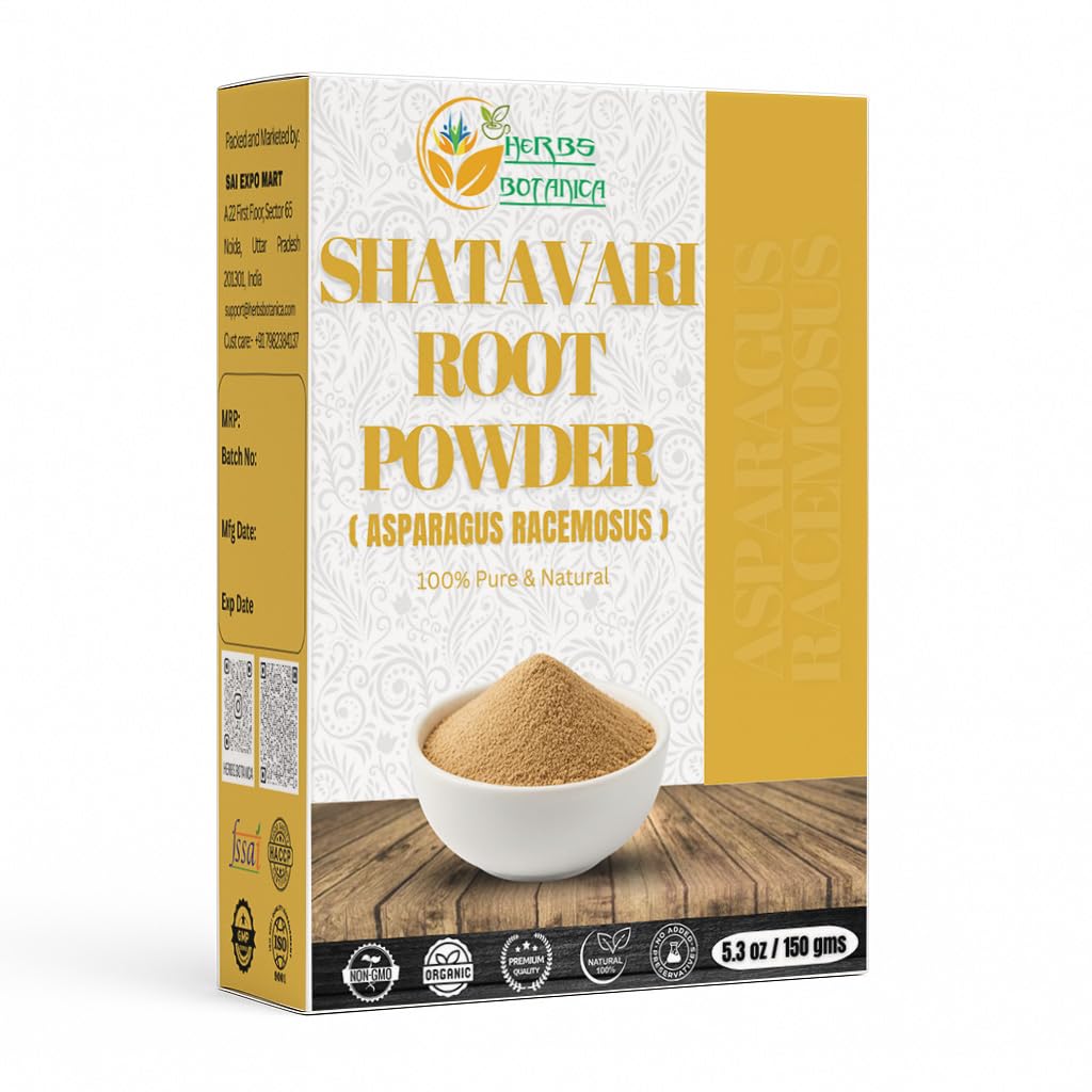Kräuter Botanica Shatavari Pulver Natürliche Spargel Racemosus für Schnürung Stillen Shatavri Satawar Kalpa Kalp Indien verbessert Schnürung | Verjüngt Stamina | 5,3 Unze / 150 GMS