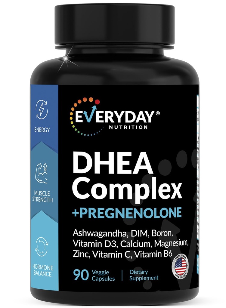 DHEA Micronized 200mg komplexum terhes 100 mg kiegészítés férfiak és nők számára Ashwagandha, DIM, Magnézium, Bór, Kalcium, Cink, D3-vitamin, C és B6 Hormonális támogatás - Készült USA 90 kapszula