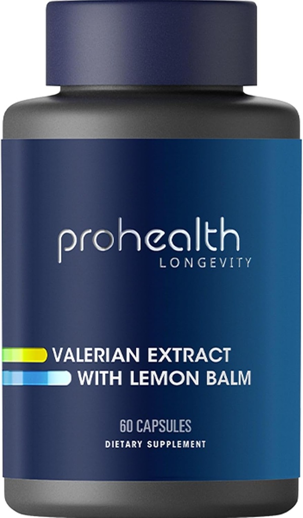 ProHealth Valerian Extract + Lemon Balm (60 Kapseln) 160 mg Valerian + 80 mg Lemon Balm | Relaxation & Sleep Support | No Morning Grogginess | Vegan | Gluten Free | Soy Free