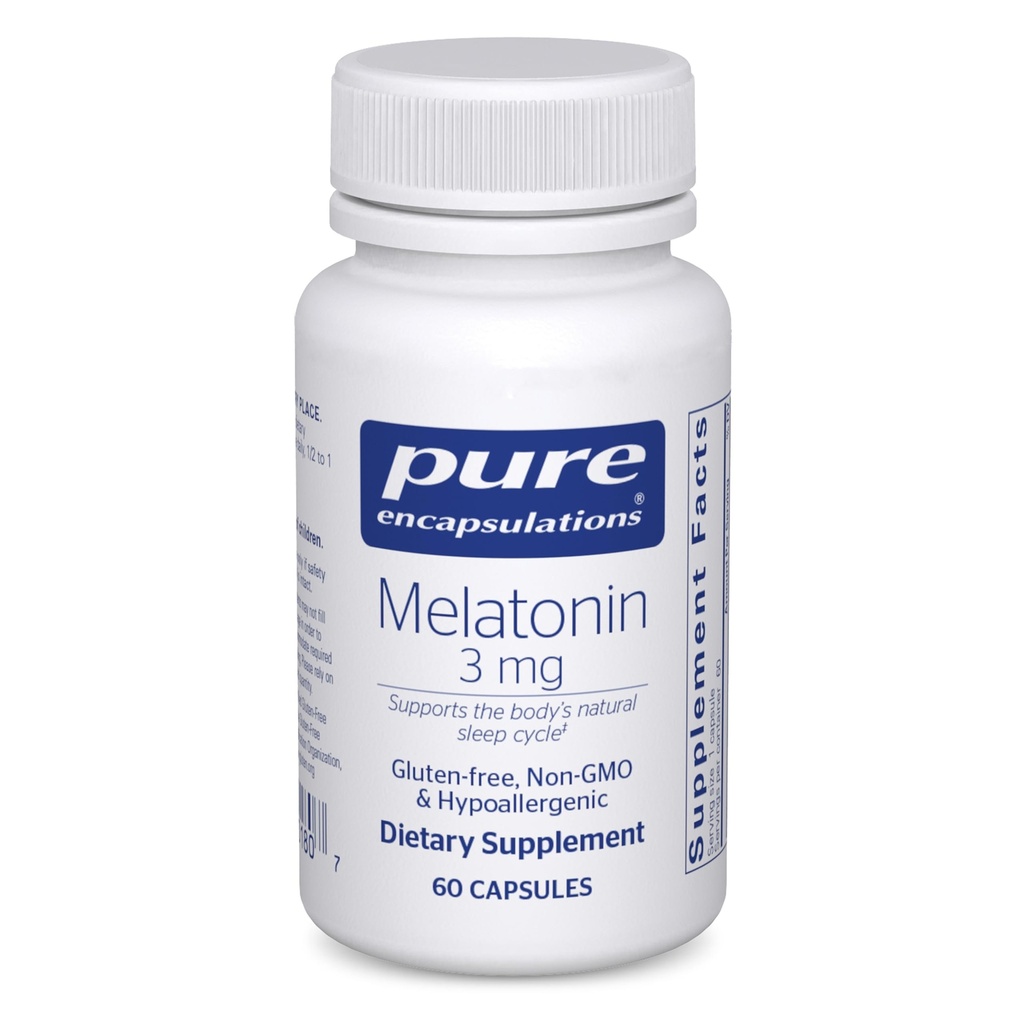 Reine Kapselungen Melatonin 3 mg - Antioxidantien-Ergänzung zur Unterstützung des natürlichen Schlafens und Linderung der gelegentlichen Schlaflosigkeit - für natürliche Schlafunterstützung * - 60 Kapseln