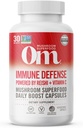 Om Mushroom Superfood Immune Defense Mushroom Capsules Superfood Supplement, 90 Count, 30 Tage, Pilzmischung, Reishi, Türkei Tail, Maitake, Agaricus Blazei, Vitamin C, Vegan