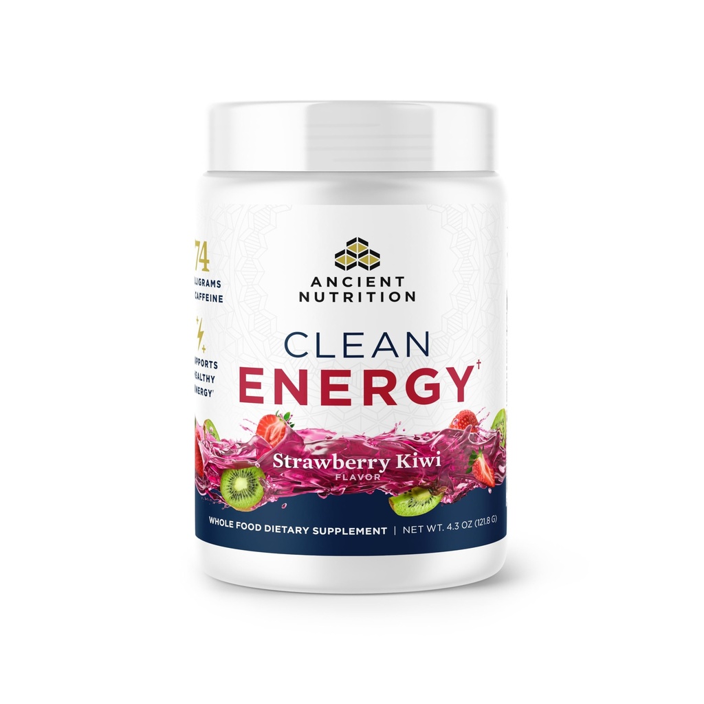 Antike Ernährung Clean Energy Powder, Erdbeer Kiwi, unterstützt gesunde Energie und kognitive Gesundheit, fördert Psychische Alertness und Fokus, 30 Servietten