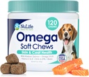 Omega bőr és kabát sajtok kutyák, vad lazac kutya kezelések biotin & E-vitamin, Segít Itchy Skin, Allergia Relief & Shedding, Omega 3 6 9, EPA & DHA Fatty acids, Made in USA, 120 sajt