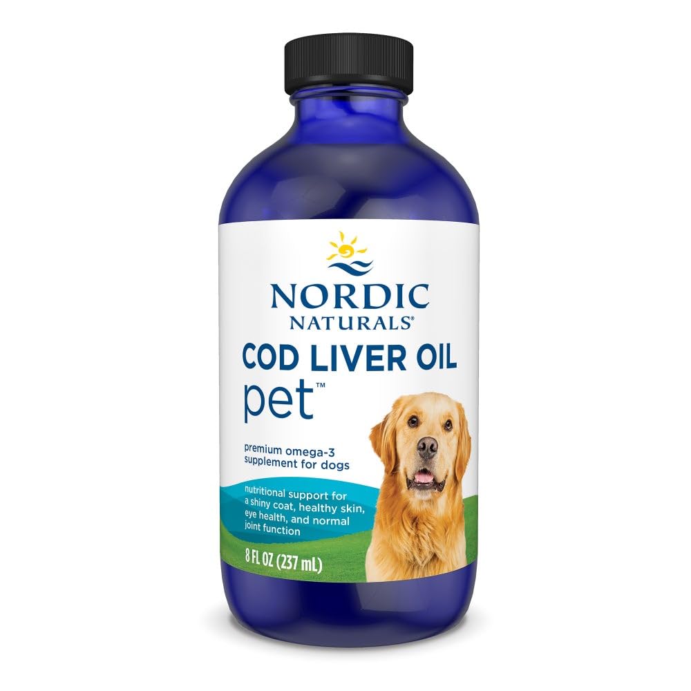 Nordic Naturals Pet Cod májolaj, ízesítetlen - 8 oz - 1048 mg Omega3 Per Teaspoon - Halolaj kutyáknak EPA & DHA - Promotes Skin, Coat, & Immune Health