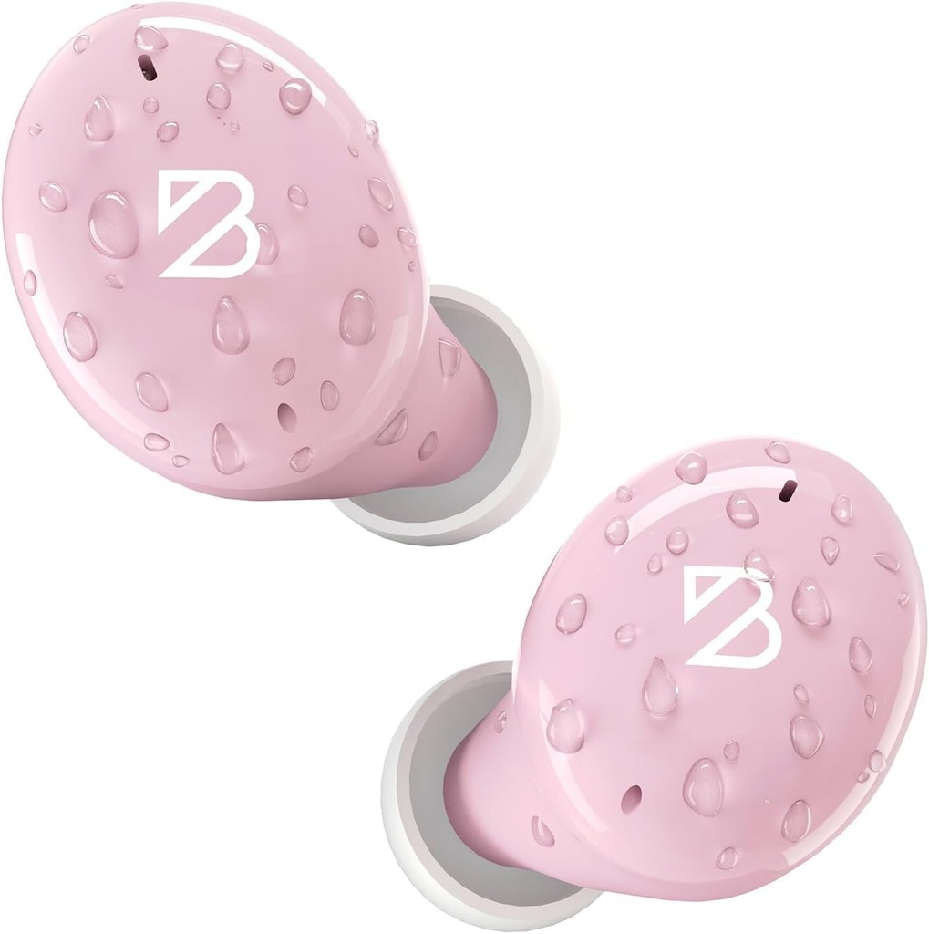 Hátsó Bay Audio Tempo 30 Vezeték nélküli fülhallgató kis fülekre - Award- Winning Sound, Izzasztóálló Bluetooth fülhallgató, Kényelmes füldugók nőknek, Pink fülhallgató kis fülkagylók, hosszú akkumulátor fejhallgató