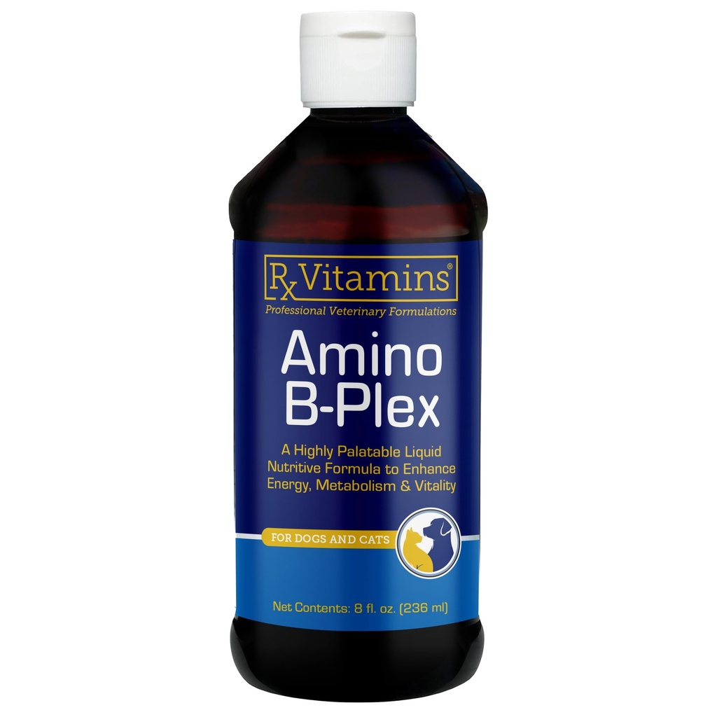 Rx Vitamins Amino B- Plex Cat & Dog Supplement - B-vitamin Komplex folyadék Plus Amino Amino Acids kutyáknak és macskáknak - Appetite Booster and Cat & Dog Weight Gainer - kiegészítők és vitaminok - 8 oz