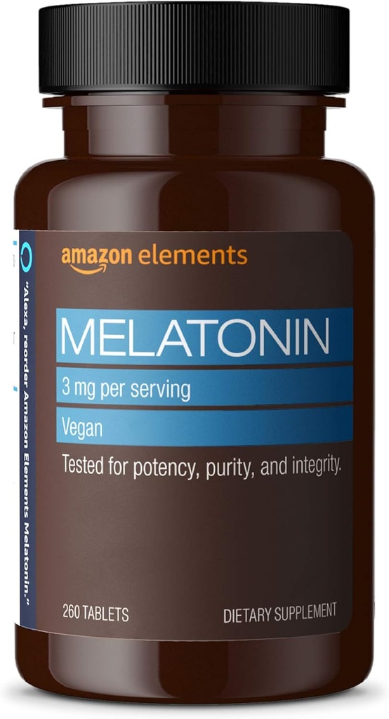 Elemek Melatonin 3 mg, Segít alkalmi álmatlanság, Vegan, íztelen, 260 tabletta, 8 hónapos ellátás (Csomagolás változhat)