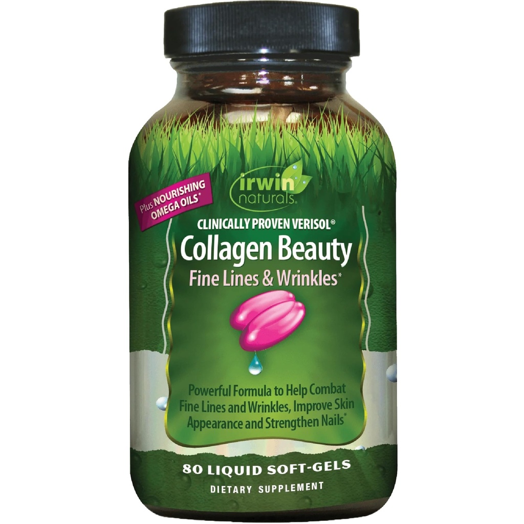 Irwin Naturals Collagen Beauty - 80 Liquid Softgels - Hilft, feine Linien und Falten zu bekämpfen, verbessert die Haut Aussehen und stärkt Nägel - 13 Gesamt Servierungen