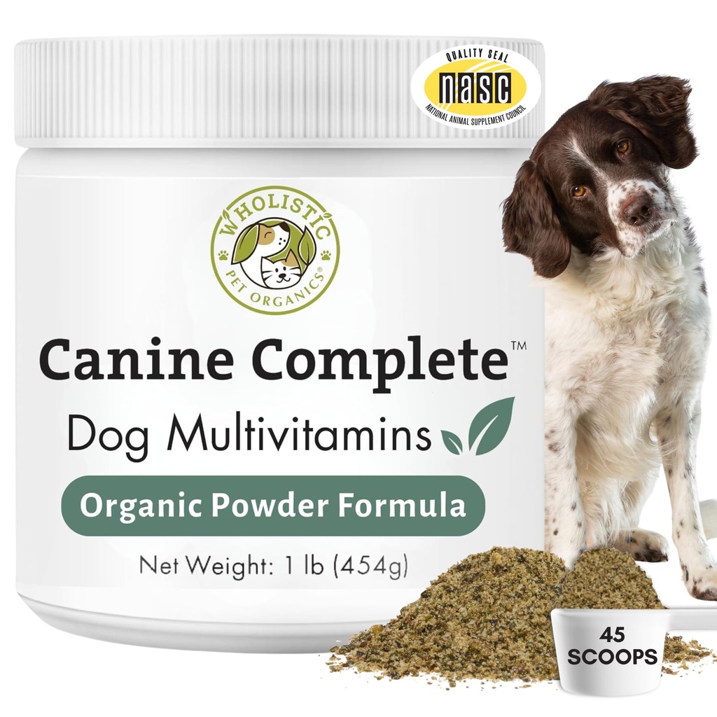 Wholistic Pet Organics Canine Complete - Dog Multivitamin Powder - 1 Lb - Tägliche Hunde-Vitamine und Ergänzungen für hausgemachte Lebensmittel - Immunsystem, Haut, Fleisch & Gesamtgesundheit - Kleine und große Zucht