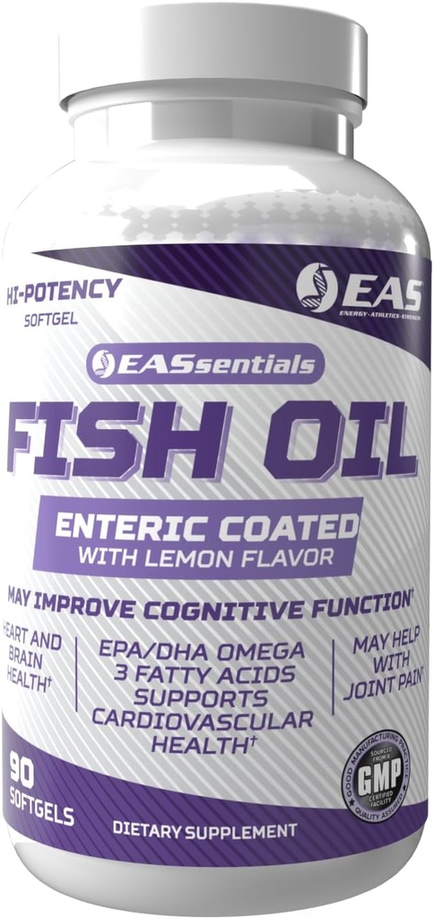 Specimental and Applied Sciences High Potency Fish Oil - 124; EPA + DHA Omega- 3s Fatty Acids for Heart & Brain Health - 124; Gluten Free, Non GMO - 124; Enteric Coated with Lemon Flavor - 124; 90 Softgels