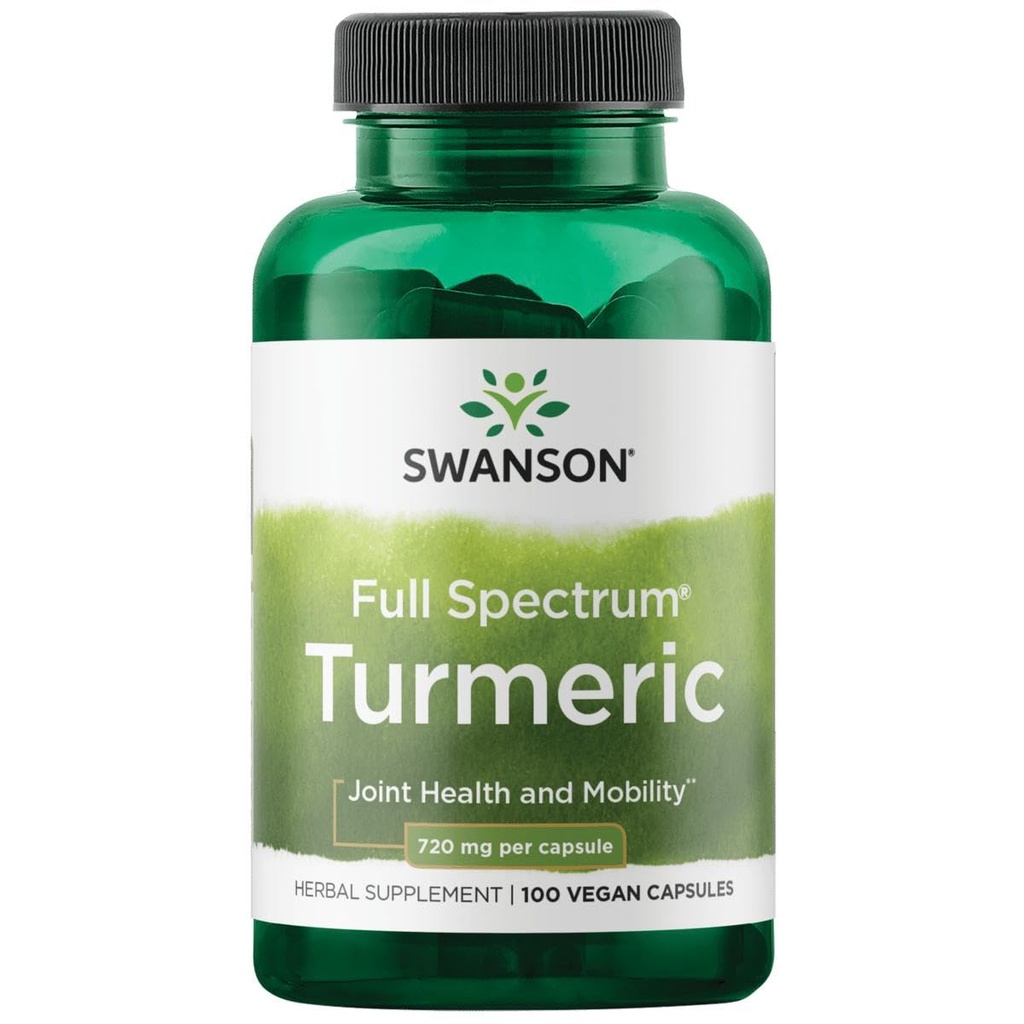 Swanson Full Spectrum Turmeric - Kräuter-Ergänzung Unterstützung Gemeinsame Gesundheit & Mobilität - Natürliche Formel Unterstützung Verdauungsgesundheit - (100 Kapseln, 720mg Jeder)