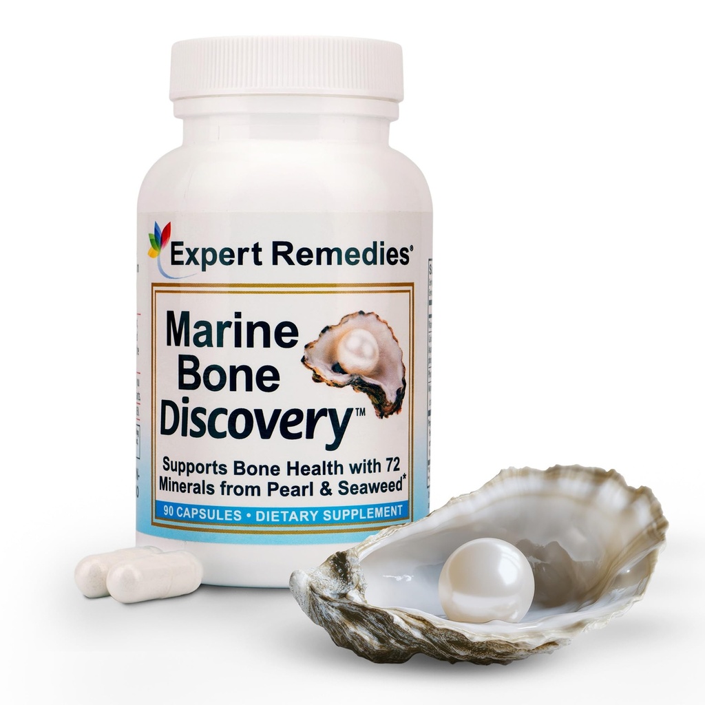 Marine Calcium Bone Density Supplement, 3.5X Absorbable Pearl Calcium & Icelandic Marine Algae, with Magnesium, Vitamin D3 K2 & More, Organic, Holistic Alternative, Astronaut Endorsed - 30 Days Supply
