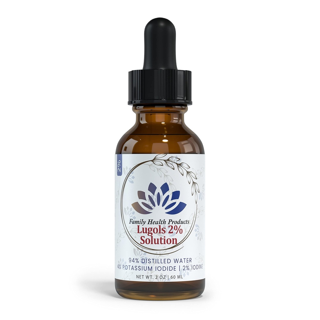 Family Health Products-Lugols Iodine Lösung 2% Iodine Tropfen Kalium-Iodid Lösung 2% Flüssigkeitstropfen, rot, Packung von 1