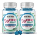 Hyaluronic Acid Gumies, Hyaluronic Acid Supplements with C vitamin & Biotin 5000µg for Skin, Hair, Nails Health, Joints Supplements for Women & Men, Low Sugar, Vegan, Non-GMO, 60 Counts