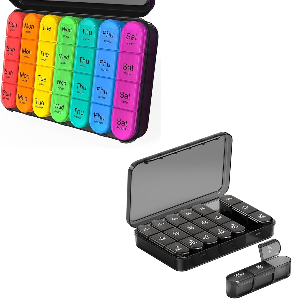 Daviky Pill Organizer 4 Times egy nap - Pill Organizer 3X egy nap, Pill Box 7 nap, nagy heti orvosi eset utazási eltávolítható konténerek tartani napi vitaminok, kiegészítők és gyógyszerek