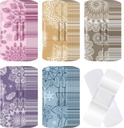 120 db Fabric ragasztószalag Rugalmas kötszerek Tömeges válogatott alakzatok és minták kis színű Pretty Fabric kötszerek Non Stick Pad 3 x 1 inch a sebsebes sebek nők (Mandala)
